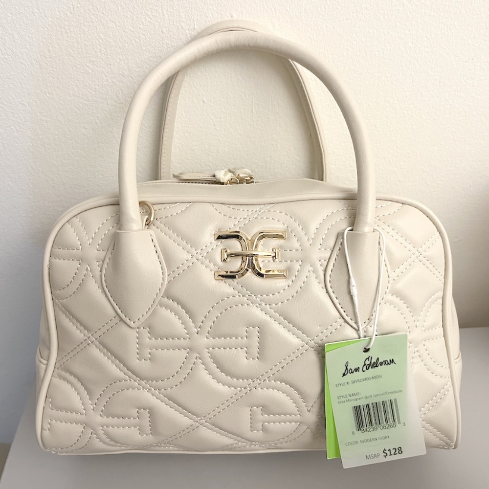 SAM EDELMAN MONOGRAM QUILT SATCHEL MEDIUM NEW W/TAG